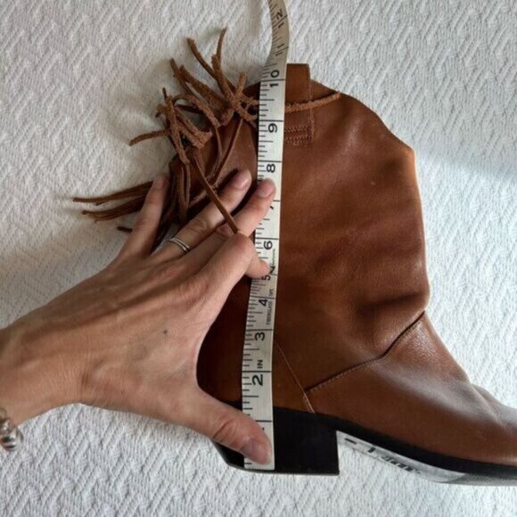 Vintage Unique Brown Tan Cowboy Boots Western Rodeo Tassels Cowgirl Leather 7.5 - Picture 10 of 11
